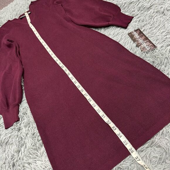 Nina Leonard Sweater V-Neck Dress “Deep Wine” Size Small NWT - Picture 6 of 10